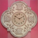 Teacup Clock Ivory distressed with Ivory face.
