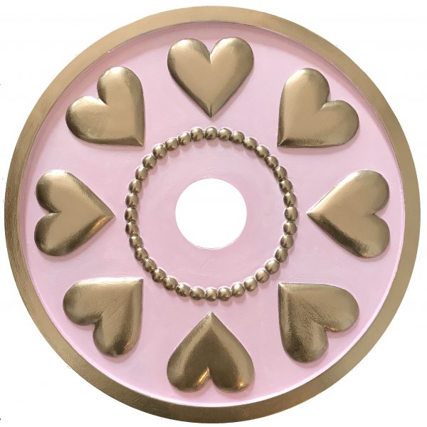 heart medallion pink and gold